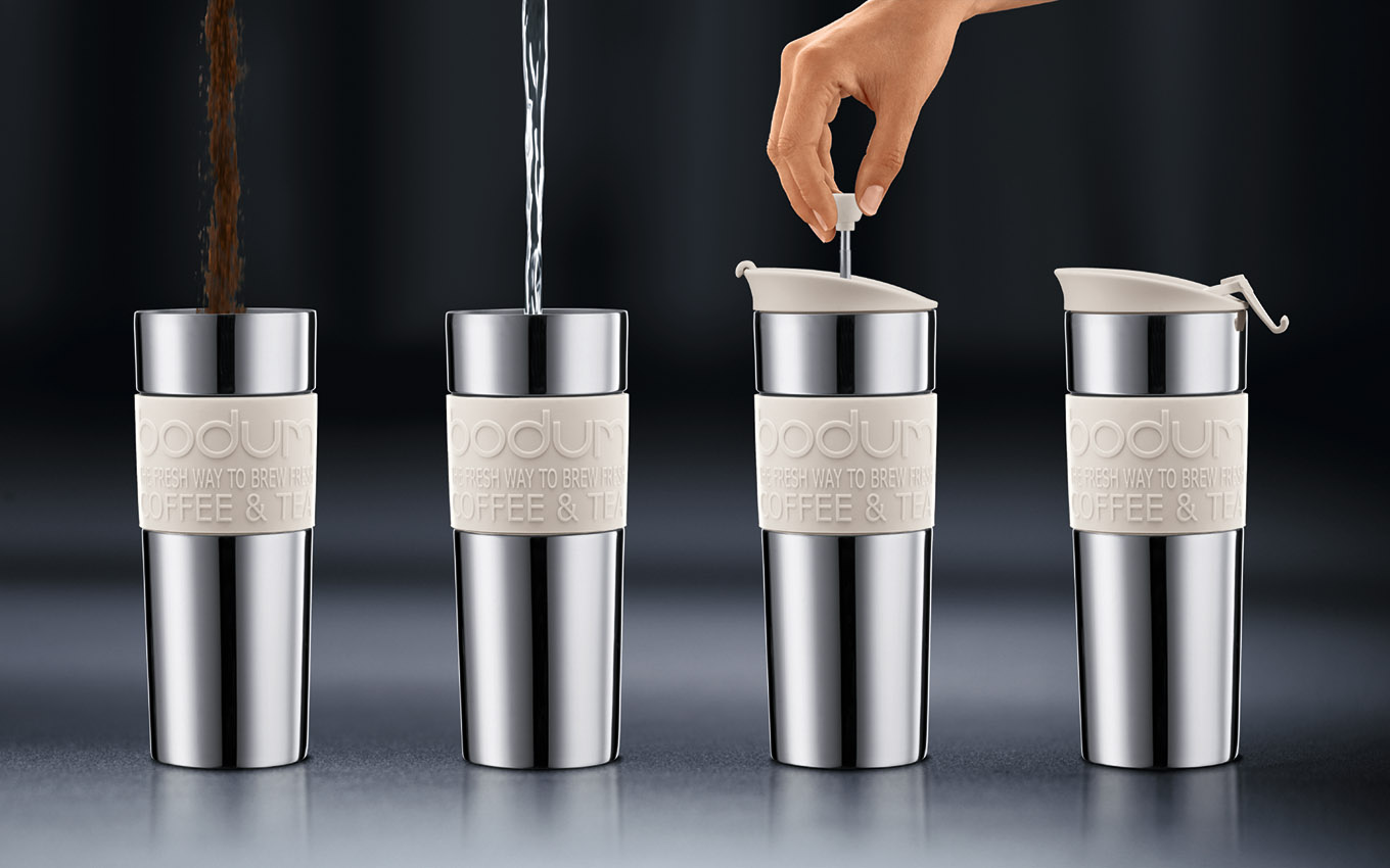 アウトドア派のあなたにおいしいコーヒーを!ボダム(bodum) マグ用リッド付きコーヒーメーカー